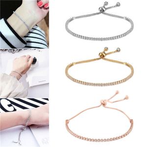 Silver Plated Bracelets Full Diamond Crystal Chain Fit pandora Rhinestone Bangle Bracelet Women Female Gift 10pcs