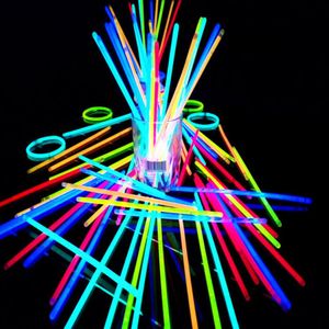 Färgglada glödpinnar Fluorescensljus Halsband Neon Ljusa Färgrika Armband För Bröllopsfest Cheer Props Festival Suppleie 100pcs / Väska