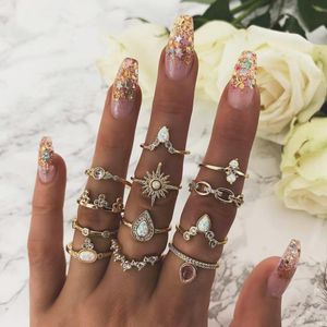 Anel de estrela anéis para mulheres Bohemian Jewelry Conjuntos de jóias Anillo Bague Pentagrama