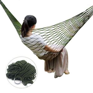 Hammock Hamaca Portátil Nylon Malha Sleeping Cama Pendurado Cadeira para Pátio Ao Ar Livre Viagem Praia Lazer Swing Mobiliário Adulto Hamac