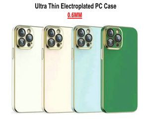 0,6 mm Ultra Thin Full Lens Cover Electroplated Solid PC Telefonfodral för iPhone 14 13 12 Mini Pro Max Sock Slim Hard Plastic Case Chomed 3D Laser