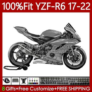 Carene iniezione per YAMAHA YZF600 YZF R6 R 6 600 CC YZFR6 17 18 19 Grigio Nero 2020 2021 2022 Corpo 119No.210 YZF-R6 2017-2022 YZF-600 2017 2018 2019 20 21 22 Carrozzeria OEM