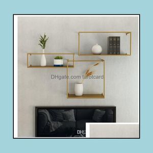 3Pcs Wall Lage Carrier Teion Living Room Furniture Background Mtifunctional Storage Rack Creative Wall-Mounted Display Racks Square Iron Dro