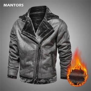 Jaqueta de couro de colarinho de pêlo masculino de inverno espessa jaquetas de lã sobretocas de moto motocicleta casaco de inverno Men Jacket 201128