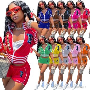 Designer Baseball Jacket Pants Suit 2022 Womens Tracksuit Fashion Letter Printe 2 Piece Short Sleeve Shorts Outfits Sportswear