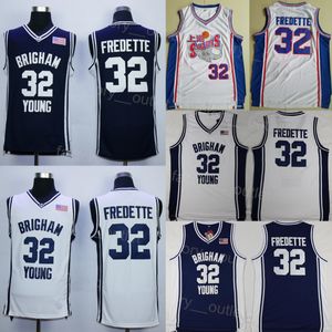 NCAA Brigham Young Cougars College 32 Jimmer Fredette Jersey Basketball University for Sport Fans Bordable Bordable Team Color Navy Blue White Size S-xxl