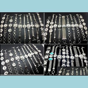 Charm Bracelets Jewelry Wholesale 20Pcs Lot Different Style Sier Snap Bracelet Interchangeable Diy Jewely Bangle Fit 18Mm Ginger Chunk Drop
