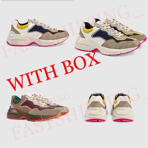 Wholesale size womens trainers for sale - Group buy Designer shoes Rhyton Sneakers Beige Men women Trainers Vintage Luxury Chaussures Designers Sneaker Lady Shoe size with box