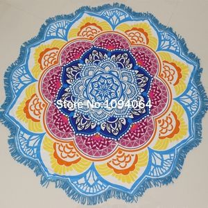 Tassel Indian Mandala Tobestry Lotus drukowane bohemian plażowa joga mata słoneczna okrągła bikini pokrywka Blanke Y200324
