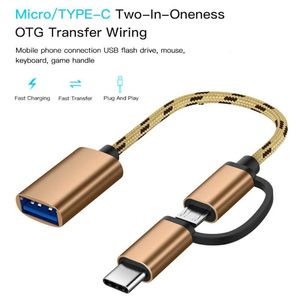 2 In 1 USB 3.0 OTG Adapter Cable Type-C Micro Interface Charging Cable Line Connector For Cellphone Converter