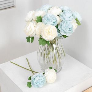 Dekoratif çiçek çelenkleri 30cm gül pembe ipek şakayık yapay buket ev düğün dekorasyon kapalı için sahte