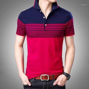 ブランドカジュアルな夏の縞模様の半袖シャツの男性Poloshirt Jersey品質メンズポロスティーシャツドレスファッション男性の