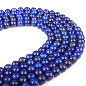 High Quality Natural Blue Egyptian Lapis Lazuli Round Loose Beads Jewelry 4 6 8 10 12 14mm Semi-precious Stones