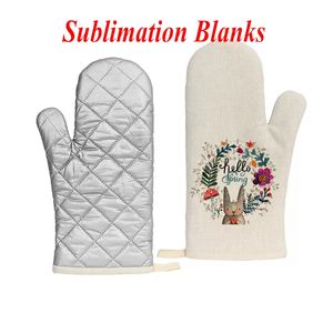 Sublimation verdicken Küche Handschuhe Baumwolle Leinen Kochen Mikrowelle Wärmedämmung Handschuh Anti Verbrühungen Ofen Handschuhe Geschenk für Mama