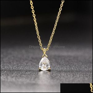 Pendant Necklaces Pendants Jewelry Crystal Waterdrop Necklace For Women 2022 Korean Fashion Choker Chain Accessories Gift Wholesale N511 D