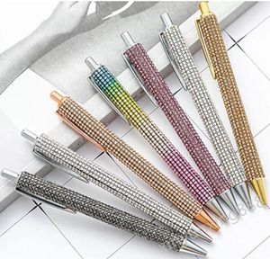 14Color strass bling metal ballpoint canetas de tinta preta 1mm caneta presente para aniversário de casamento de Natal