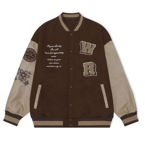 Men's Jackets Vintage Letter Embroidery Baseball Uniform Men Hip Hop Bomber Jacket Fashion High Street Oversize Loose Varsity Outwear