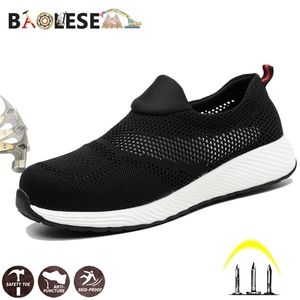 Baolesem Summer Steel Cap Toe anitsmashing شبكة تنفس الجزء العلوي من الرجال خفيفة الوزن أحذية العمل أحذية السلامة Y200915