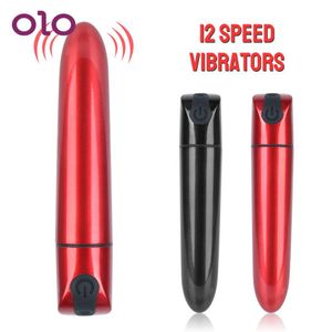 Olo kraftfull dildo vibrator för kvinna vaginal g spot waterproof klitoris stimulator mini 12 hastighetskula sexiga leksaker