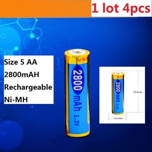 4pcs 1 lot batteries Size 5 1.2V 2800mAh Ni-MH Rechargeable Battery 1.2 Volt Ni MH