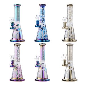 Unika regnbåge hookahs 14mm kvinnlig gemensam färgglada glas bong duschhuvud PERC Hookahs med Banger Bowl Oil Rig DAB ZDWS2005