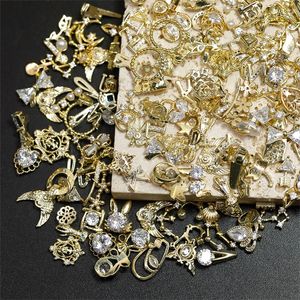 100PCS Wholesale Luxury Random Nail Zircon Charms Glitter s Aolly Shiny Jewelry For Gold Nail Art Accessories 220527