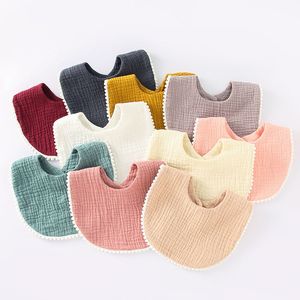 14 Colors baby Bibs Burp Cloths gauze lace ruffles Towel Bib Cotton Solid Colors Children Scarf D010