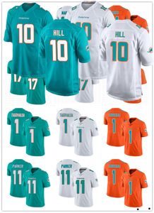 10 Tyrerek Hill Jersey Miami dolphins men Kobiety Młodzież Dan Marino Tua Tagovailoa Jaylen Waddle Koszulki piłkarskie Zszywanie White