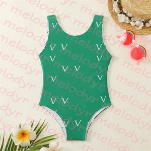 Girl One Piece Swimwear Letter Printed Bathing Suit Reversible Children Swim Bikini Summer Girls Swimwear