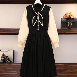 Fashion plus size women's fashion fat sister was thinner core yarn high-end temperament knitted dress JXMYY 210412