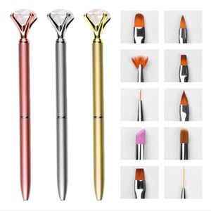 Wholesale metal cuticle remover for sale - Group buy nail brushes pc art pen brush set replace head metal diamond cuticle remover crystal flower drawing painting liner design tool241y