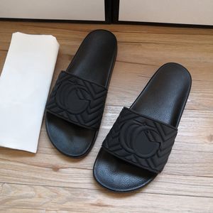 Women man slipper Fashion Designers Flat Slides Flip Flops Summer genuine leather Outdoor Loafers Bath Shoes Beachwear Slippers Black White