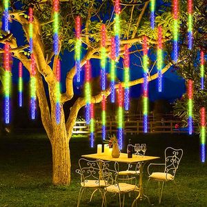 Strings LED Meteor Shower Raindrop Lights Waterproof Snow Falling Outdoor String For Garden Party Wedding Christmas Tree Patio