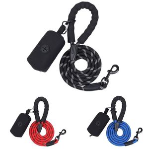 Dog Collars Leashes Pet Leash with Poop Bag bag Reflective Nylon Garbage Dispenser Set Walking Supplies Accessoriesdog leashesdog