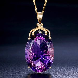 Pendant Necklaces Oval Pendants Purple Cystal Necklace Accessories For Women Gemstone Wholesale Items Bridesmaid Gift Luxury JewelryPendant