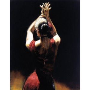 Handgemaakte canvas kunst olieverfschilderijen flamenco danser in rood modern figuur mooie vrouw kunstwerken voor huisdecor222s