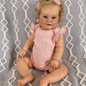 NPK 60CM/50CM Reborn Toddler Maddie Cute Girl Doll with Rooted Blonde hair Soft Cuddle Body High Quality Handmade 220505
