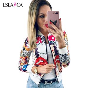 Fashion Jacket Women Long Sleeve O Neck Print Zipper Outerwear Autumn Winter Ladies Coat High Street Arrival S-2XL Tops 220815