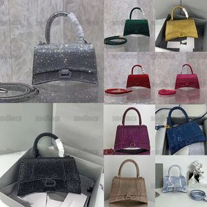 HOURGLASS XS bags HANDBAG WITH RHINESTONES DENIM PRINTED Ladys Rhinestone Diamante Party Prom Sparking Handbags Sparkly Tote Luxurious Bags
