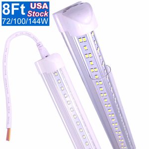 8FT LED-butiksljusarmaturer, 8 fot T8 Tube Lights Fixture, 6500K (super ljus vit), för garage lager, v form, hög utgång, (25-pack) oemled