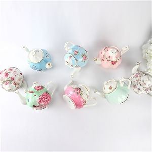 1000 ml echte Bone China Teekanne kreative florale elegante Malerei Teekanne Keramik zum Servieren von Kaffeekessel für Haushaltsgeschenk 210408