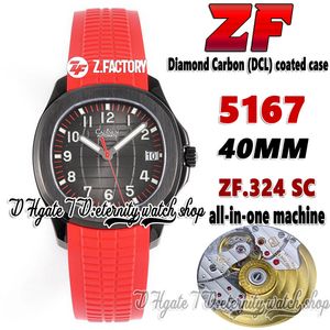 2022 ZF V3 Upgraded 5167 324SC ZF324 Automatic Mens Watch 40mm Black Texture Dial Diamond Carbon (DCL) coated Case Red Rubber Strap Super Version eternity Sport Watches