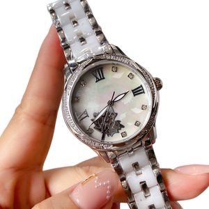 Masowy mechaniczny zegarek damski 35 mm 82S0 Ruch Mother of Pearl Dial Sapphire Glass Mirror Deep Wat Water Resistance 316 Ceramiczne zegarek ze stali nierdzewnej Luksusowy zegarek