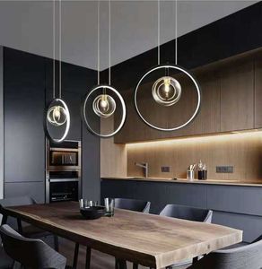 Pendant Lamps Simple And Elegant Metal Ring LED Chandelier 5/25W Complimentary G9 5W Living Room Ceiling LampPendant
