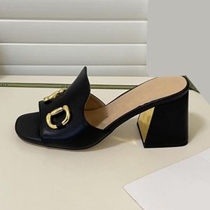 2022 Top Quality Womens High Heels Sandals Striped Slippers Black knit Embroidery Heel Sandal Outdoor Summer Letters Slipper