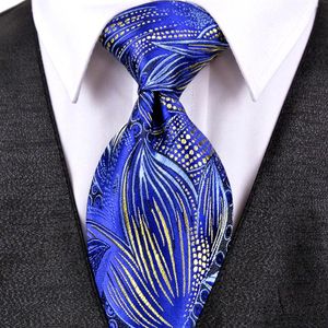 Wholesale royal blue tie for men resale online - Handmade J22 Floral Pattern Royal Blue Yellow Mens Ties Neckties Silk Jacquard Woven Fashion Whole209s
