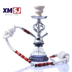 Utomhuslapah Set Travel Double-Hose Glass Shisha Pipe With Creamic Bowl Metal Charcoal Tongs Narguile Accessories Gift for Men