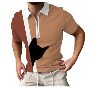 Summer 3D Stripe Digital Polos T-shirt dla męskiej Slim Fit Designer Lapel z krótkim rękawem