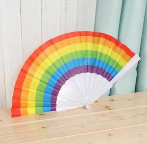 Fãs do arco -íris Arte dobrável Arte colorida Handfan Party Supplies Acessório de verão para decoração de casamento de aniversário 1000pcs DAS480