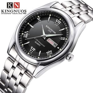 Relogio Masculino Luxury Brand Stainless Steel Analog Display Date Week Waterproof Mens Quartz Watch Business Male Wristwatches 220530